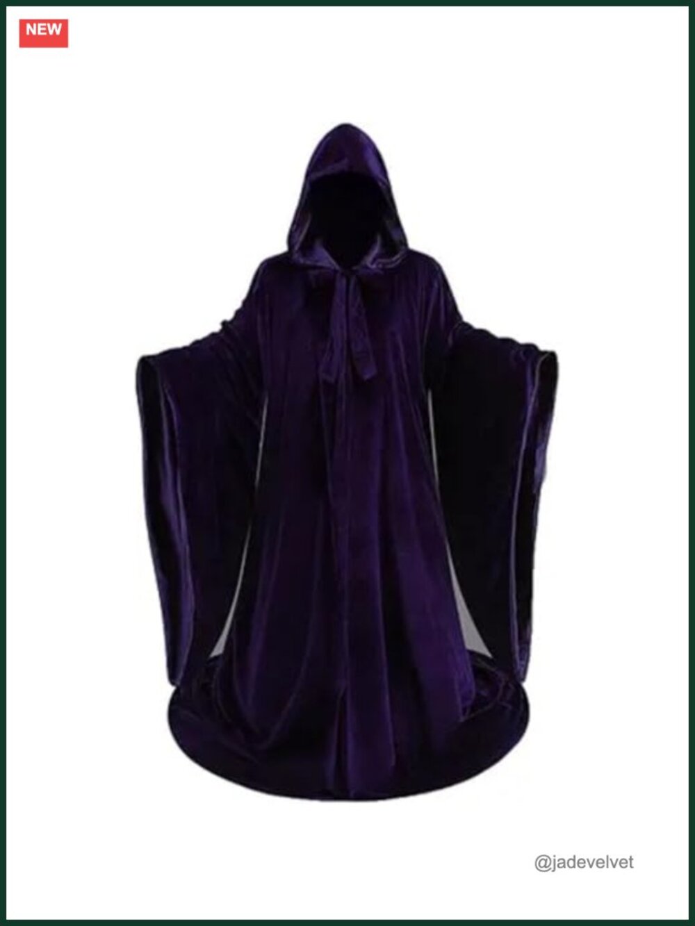 Unisex Full Length Hooded Wizard Cape Velvet Stain Double Deck Cloak Halloween